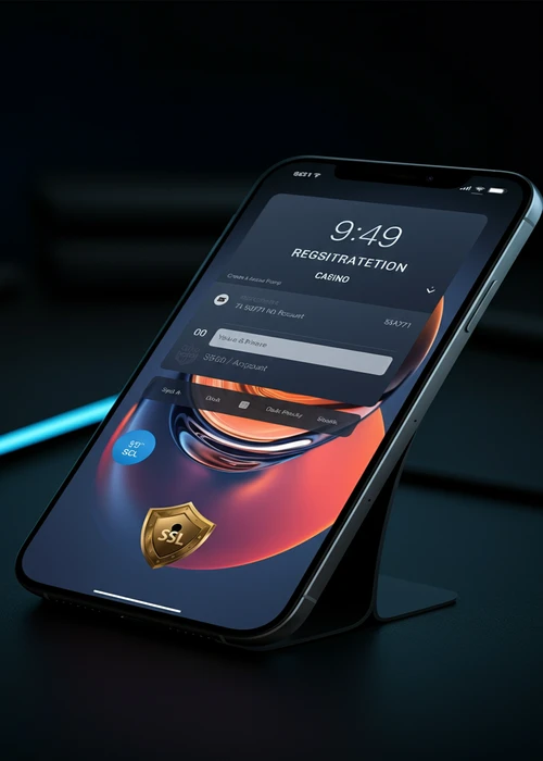 Interface for Betmac Casino registration form, showing fields for email and password, highlighting quick and secure signup
